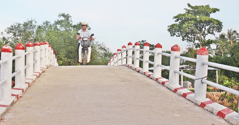 Cây cầu Hòa Bình nối liền xã Bình Hòa Phước với tỉnh bạn do Chi bộ ấp Bình Hòa 2 vận động xây dựng đã được thông thương.