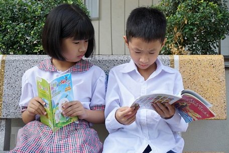 Học sinh bậc tiểu học đọc sách (Ảnh: TTXVN)