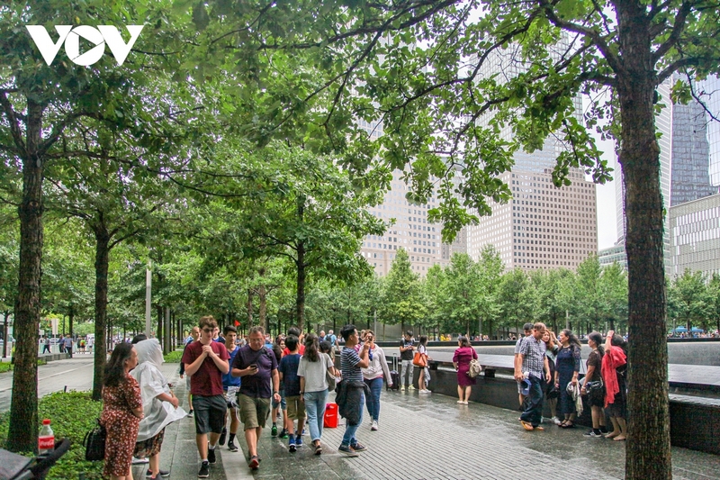 Quanh khuôn viên của khu tưởng niệm, khoảng 4.000 cây xanh được trồng để tạo thành một công viên – một không gian nghỉ ngơi cho người dân và du khách giữa New York tấp nập và ồn ào. Ảnh: Hải Nam