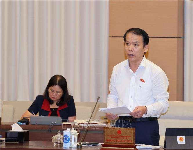 Chủ nhiệm Ủy ban Pháp luật của Quốc hội Hoàng Thanh Tùng trình bày báo cáo thẩm tra báo cáo của Chính phủ. Ảnh: Trọng Đức/TTXVN