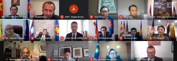 Cuộc họp giữa Uỷ ban các Đại diện thường trực tại ASEAN với Liên hợp quốc. (Ảnh: Phái đoàn Việt Nam tại ASEAN/TTXVN phát)