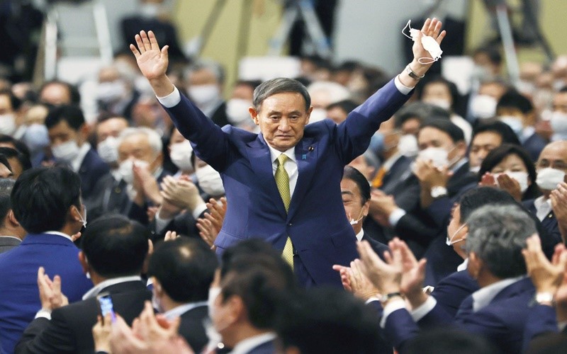 Ông Suga vượt qua cuộc bỏ phiếu tại Quốc hội Nhật Bản, trở thành người kế nhiệm ông Shinzo Abe. (Ảnh: Kyodo News)