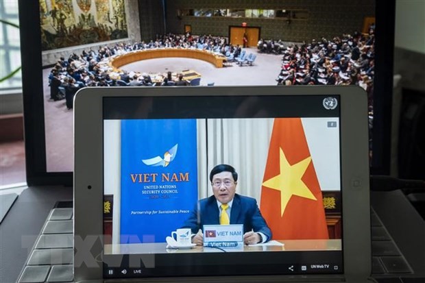 Phó Thủ tướng, Bộ trưởng Ngoại giao Việt Nam Phạm Bình Minh phát biểu tại một phiên họp. (Nguồn: TTXVN phát)
