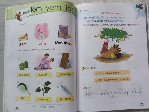 Một bài Tiếng Việt trong chương trình của học sinh lớp 1. 