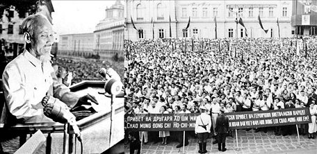 Chuyến thăm hữu nghị chính thức Bulgaria của Chủ tịch Hồ Chí Minh tháng 8/1957 đã đặt dấu mốc quan trọng trong lịch sử quan hệ hai nước. Trong ảnh: Chủ tịch Hồ Chí Minh phát biểu tại lễ mít tính chào mừng Người thăm hữu nghị Bulgaria (13/8/1957). Ảnh: TTXVN
