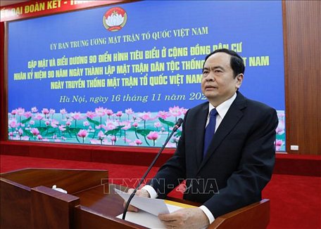 Chủ tịch Uỷ ban Trung ương MTTQ Việt Nam Trần Thanh Mẫn phát biểu. Ảnh: Dương Giang/TTXVN