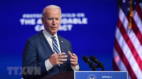  Ứng cử viên Tổng thống Mỹ của đảng Dân chủ Joe Biden phát biểu tại một sự kiện ở Wilmington, bang Delaware ngày 10/11/2020. (Ảnh: AFP/TTXVN)