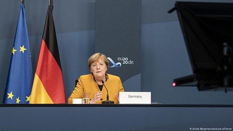 Thủ tướng Angela Merkel phát biểu tại hội nghị G20. (Ảnh: DW)
