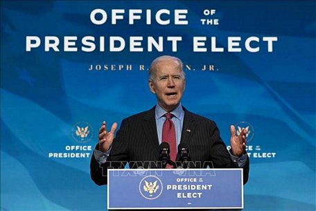   Tổng thống đắc cử Mỹ Joe Biden phát biểu tại Wilmington, bang Delaware ngày 8/1/2021. Ảnh: AFP/TTXVN