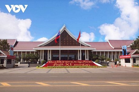 Trung tâm Hội nghị quốc gia - nơi diễn ra Đại hội đại biểu toàn quốc lần thứ 11 Đảng Nhân dân Cách mạng Lào. (Ảnh: VOV)