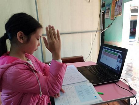 Học sinh học trực tuyến qua Internet. (Ảnh: PM/Vietnam+)