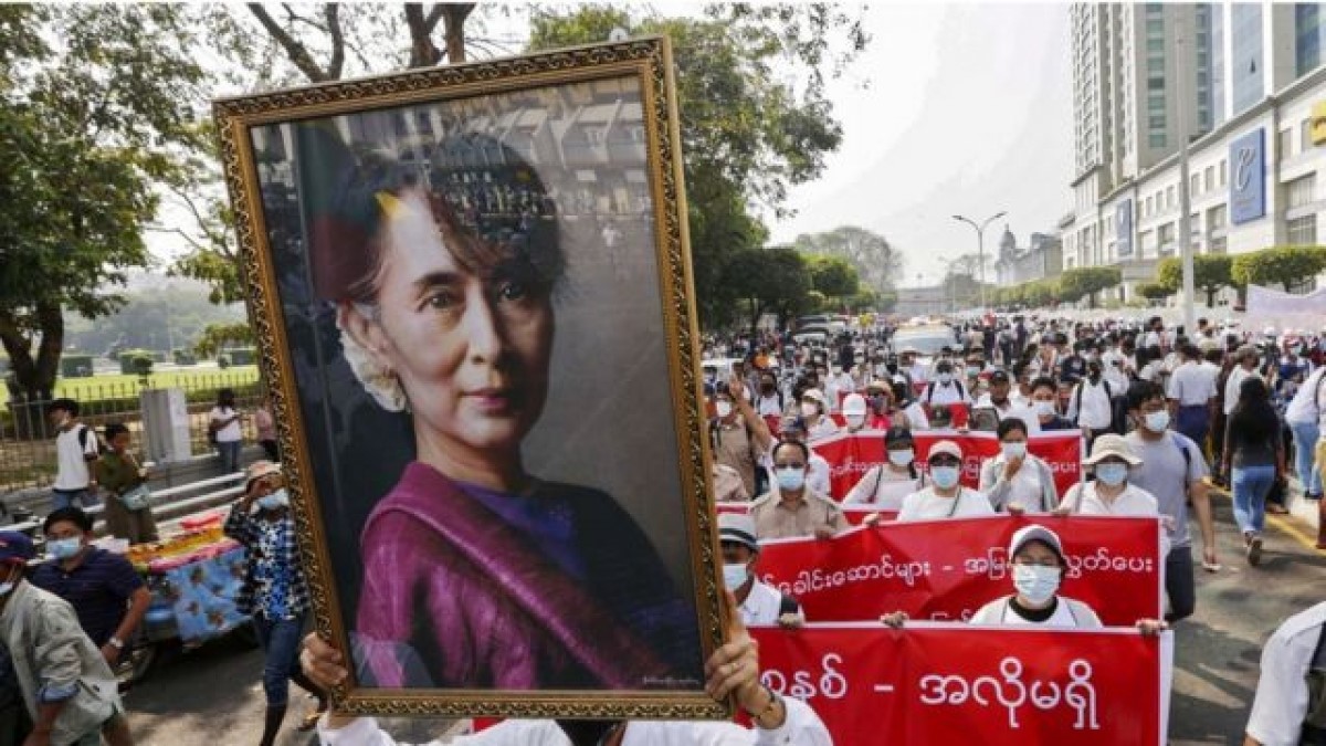 Biểu tình tiếp diễn tại Myanmar. Ảnh: BBC.