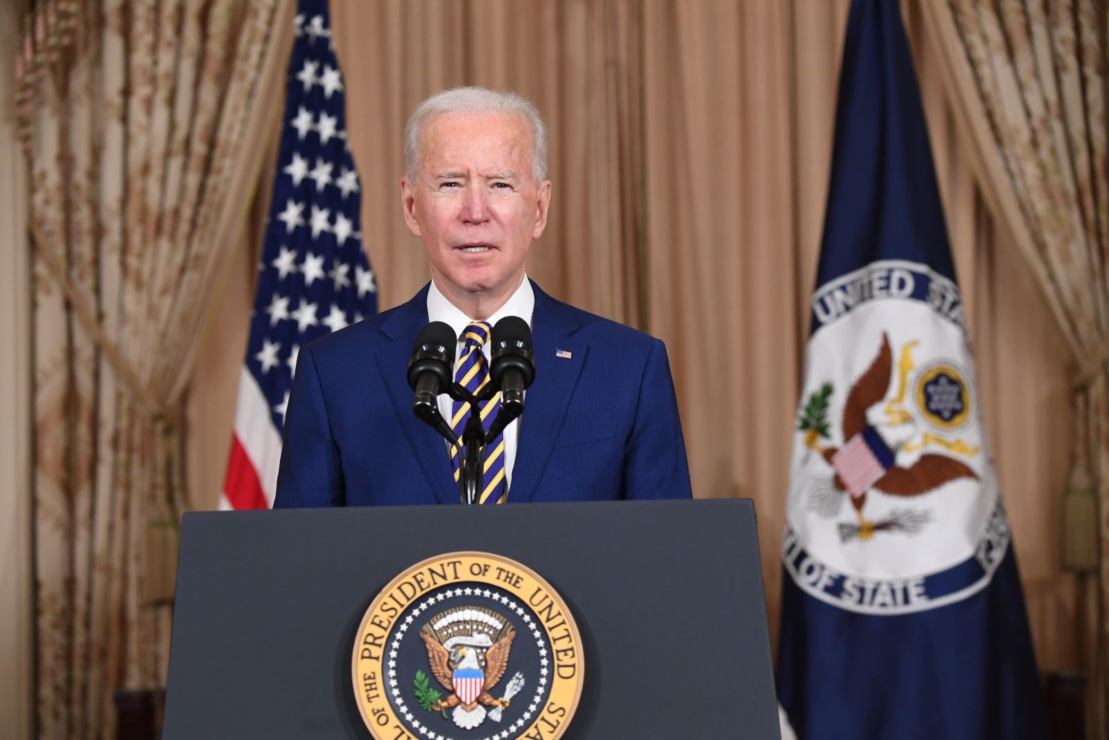 Tổng thống Mỹ Joe Biden phát biểu về chính sách đối ngoại tại Washington DC., ngày 4/2/2021. Ảnh: AFP/TTXVN