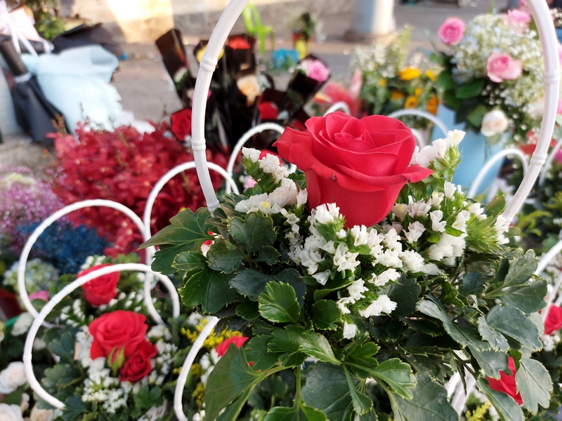 Mỗi bó hoa dao động từ 100- 500 ngàn đồng (tùy kích cỡ), trong khi hoa hồng tươi có giá 20.000 đ/bông.