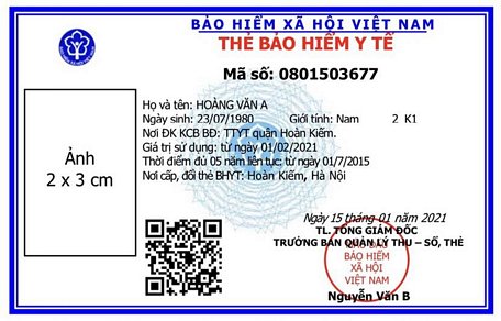 Mẫu thẻ bảo hiểm y tế mới. (Ảnh: PV/Vietnam+)