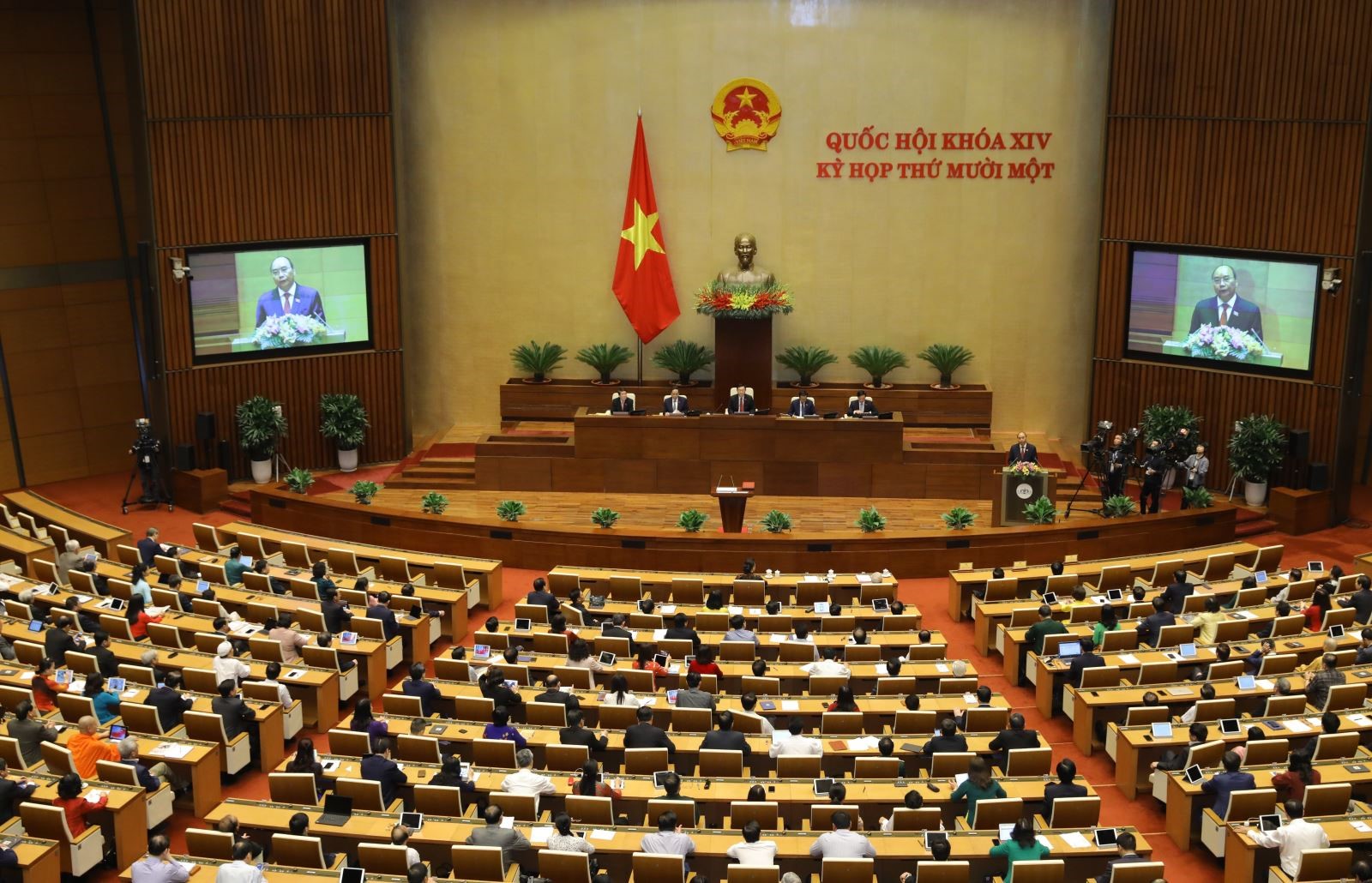 Chủ tịch nước Nguyễn Xuân Phúc phát biểu nhậm chức trước Quốc hội sáng 5/4/2021. Ảnh: Văn Điệp - TTXVN