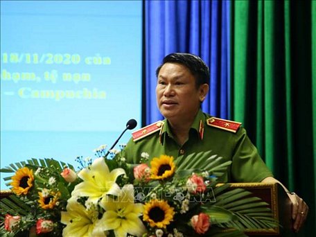 Thiếu tướng Nguyễn Văn Viện, Cục trưởng Cục Cảnh sát điều tra tội phạm về ma túy Bộ Công an phát biểu tại Hội nghị