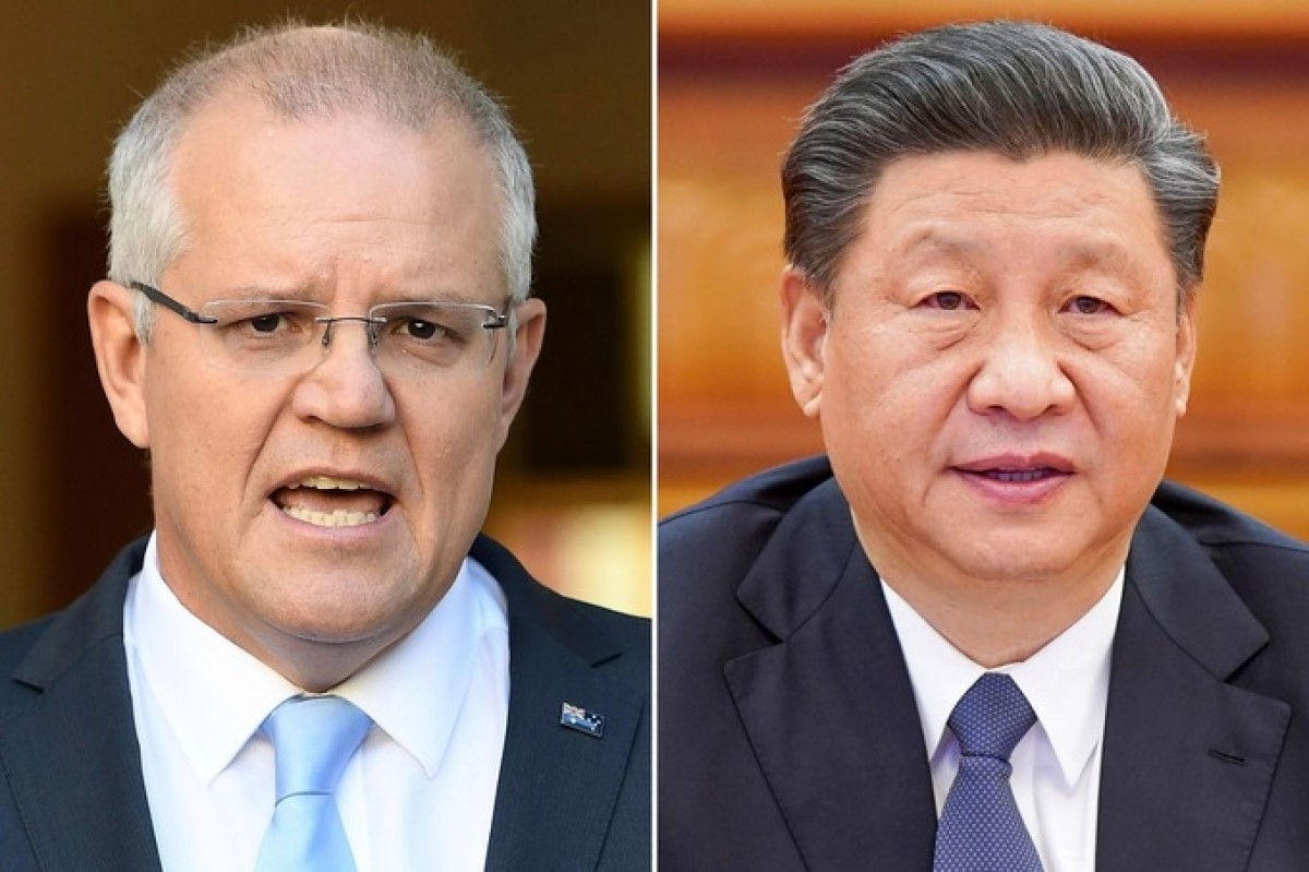 Thủ tướng Australia Scott Morrison (trái) và Chù tịch Trung Quốc Tập Cận Bình. Ảnh: tfipost.