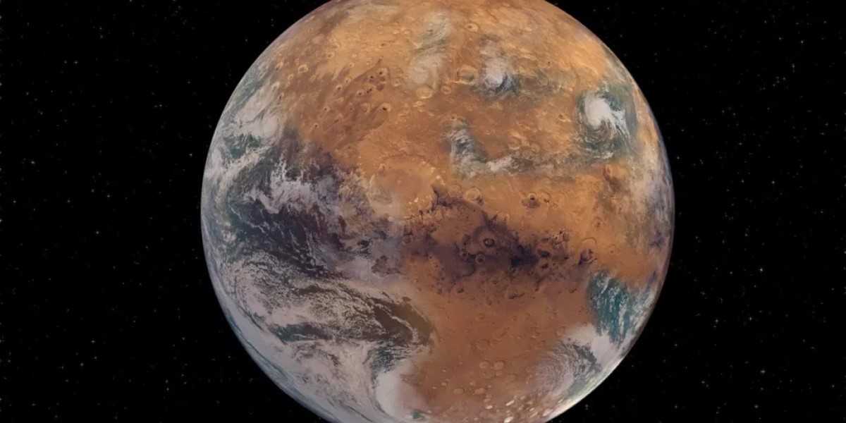 Ảnh minh họa về sao Hỏa với bề mặt có nước giống Trái Đất. Ảnh: NASA