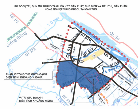 Vị trí quy hoạch trung tâm tại TP Cần Thơ với quy mô 3.300ha.