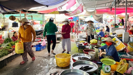 Nhà lồng bách hóa và khu vực bán cá bên trong chợ Hiếu Phụng đã được sửa chữa vào năm 2023.