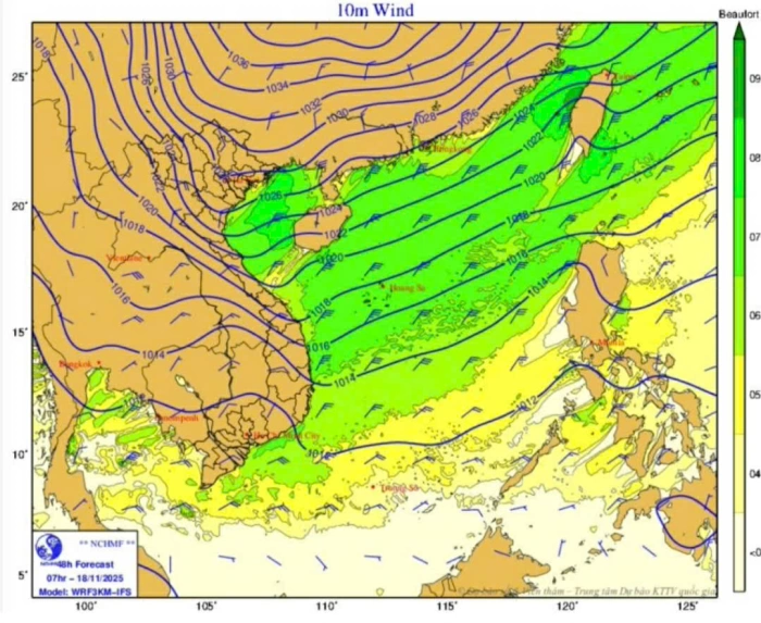 Dự báo vùng biển Vĩnh Long duy trì gió mạnh, sóng lớn và mưa dông nhiều ngày tới