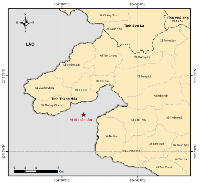 Động đất 4,8 độ tại Lào, cách biên giới Việt Nam 5 km