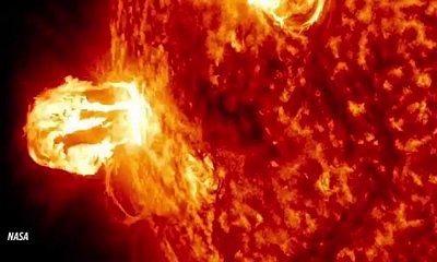 Bão lửa Mặt Trời có năng lượng tương ứng 100 triệu triệu tấn bom. Ảnh: NASA.