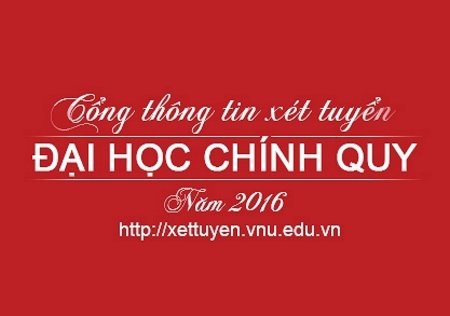 Cổng thông tin đăng ký xét tuyển đại học chính quy năm 2016 tại đây: http://xettuyen.vnu.edu.vn