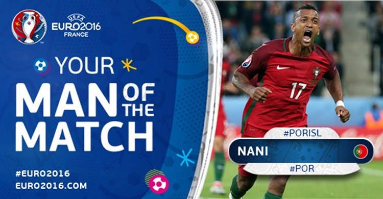 Ghi bàn rồi liên tục kiến tạo cho các đồng đội, Nani xứng đáng là cầu thủ xuất sắc nhất trận đấu tại bảng F giữa ĐT Bồ Đào Nha và Iceland. Ảnh: Euro2016.com