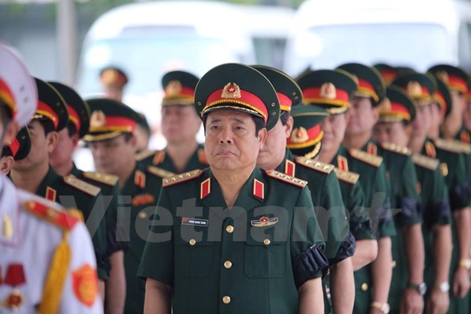 Đại tướng Phùng Quang Thanh tại lễ viếng. (Ảnh: Minh Sơn/Vietnam+)
