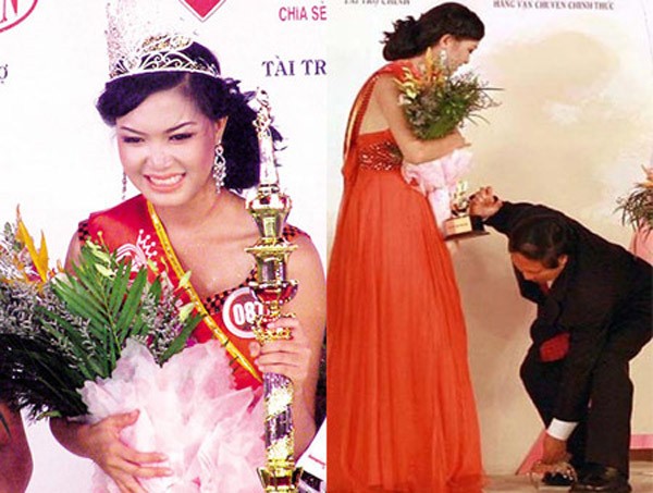 Tại cuộc thi HHVN 2008, ngay khoảnh khắc đăng quang, hoa hậu Thùy Dung đã để rơi vương miện. Nhiều người cho đó là 