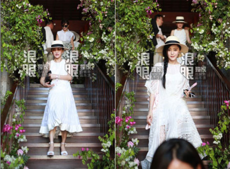 Châu Tấn và Phạm Băng Băng cùng diện váy trắng tới dựđám cưới Lâm Tâm Như.