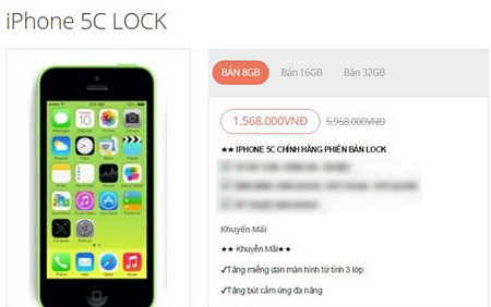 Một vài cửa hàng bán điện thoại iPhone 5C với giá khoảng 1,5 triệu đồng.