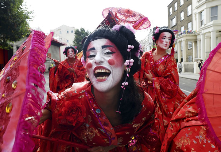 Trang phục truyền thống của Nhật Bản được sử dụng trong lễ diễu hành của Notting Hill Carnival 2016. (ảnh: Getty).