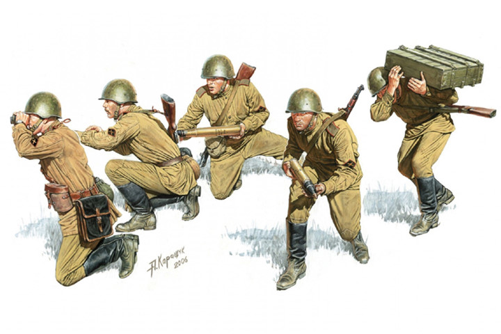 Chiến sĩ pháo binh vào vị trí sẵn sàng chiến đấu trong Thế chiến 2.