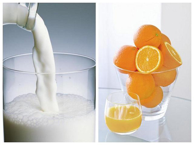 Uống sữa bò rồi thì không nên ăn hoặc uống các loại hoa quả chứa nhiều vitamin C.