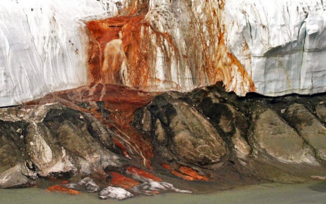 Thác Máu được phát hiện năm 1911 trên sông băng Taylor ở Nam Cực. Những nhà thám hiểm lúc đầu cho rằng màu đỏ của nước là do loài tảo đỏ tạo ra, nhưng sau này được chứng minh là do ôxít sắt tạo thành. Thác lấy nước từ một hồ gần đó với lớp băng dày 40 m.