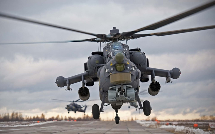 “Thợ săn đêm” Mi-28 (NATO gọi là Havoc) là một trực thăng chiến đấu chống xe bọc thép do Nga chế tạo. Ảnh: TASS