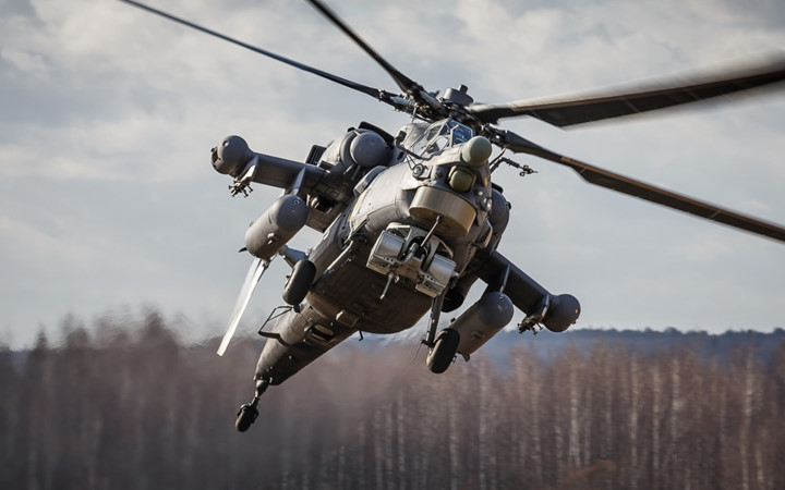 Trực thăng Mi-28 có chiều dài 18m, chiều cao 3,8m và đường kính cánh quạt 17,2m. Ảnh: TASS