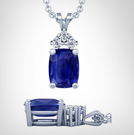 Chiếc dây chuyền vàng trắng với mặt đá Sapphire màu xanh và kim cương trị giá 118.095 USD