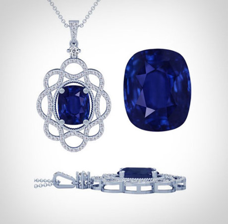 Chiếc dây chuyền bằng vàng trắng có mặt đá Sapphires xanh trị giá 116.238 USD