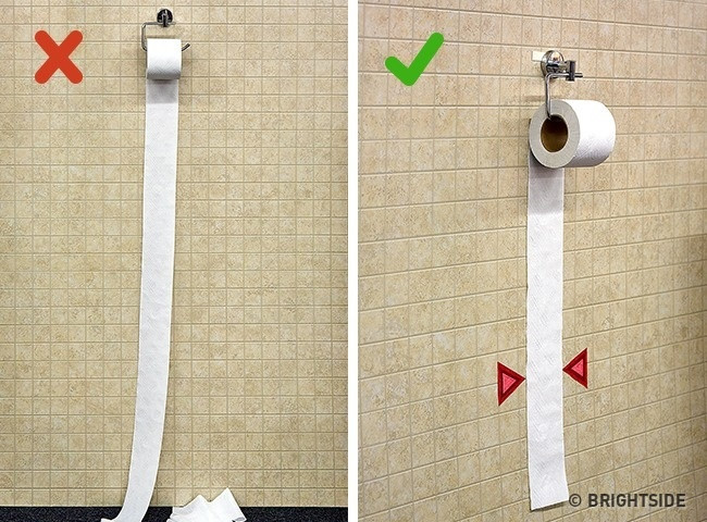 Để dùng đúng số lượng giấy vệ sinh, hãy sơn mũi tên làm dấu hiệu cho bé biết cần bao nhiêu giấy.