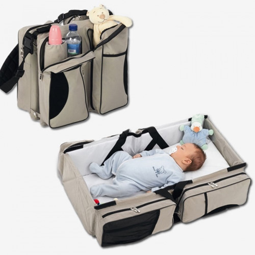 Túi đựng đồ và giường em bé 2 trong 1. Một vật dụng hữu ích khi đi du lịch.