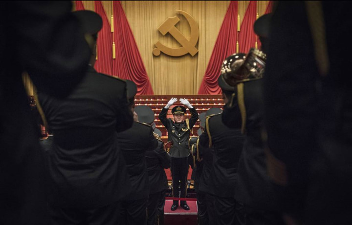 Đội quân nhạc trình diễn sau bài phát biểu của Tổng Bí thư Đảng Cộng sản Trung Quốc Tập Cận Bình tại lễ khai mạc Đại hội 19. Ảnh: Getty.