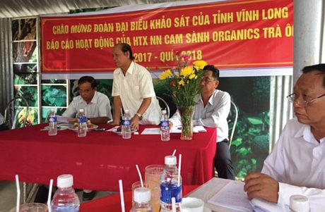 BCĐ Kinh tế tập thể tỉnh Vĩnh Long khảo sát HTX Nông nghiệp cam sành Organics Trà Ôn vào 9/2018.