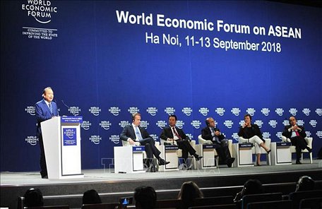 Hội nghị diễn đàn Kinh tế thế giới WEF ASEAN được tổ chức tại Hà Nội từ ngày 11-13/9/2018. (Ảnh: TTXVN)