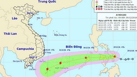  Đường đi và vị trí cơn bão - Ảnh: Trung tâm Dự báo khí tượng thủy văn quốc gia