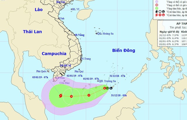Sơ đồ dự báo hướng đi của vùng áp thấp mới - Ảnh: Trung tâm Dự báo khí tượng thủy văn quốc gia