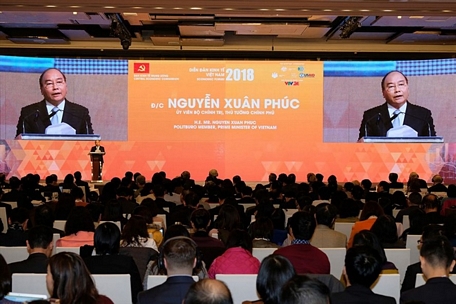 Diễn đàn kinh tế Việt Nam lần thứ 2 (năm 2018) đã mang lại nhiều thông tin tốt cho việc xây dựng chính sách phát triển kinh tế Việt Nam. Ảnh: PV